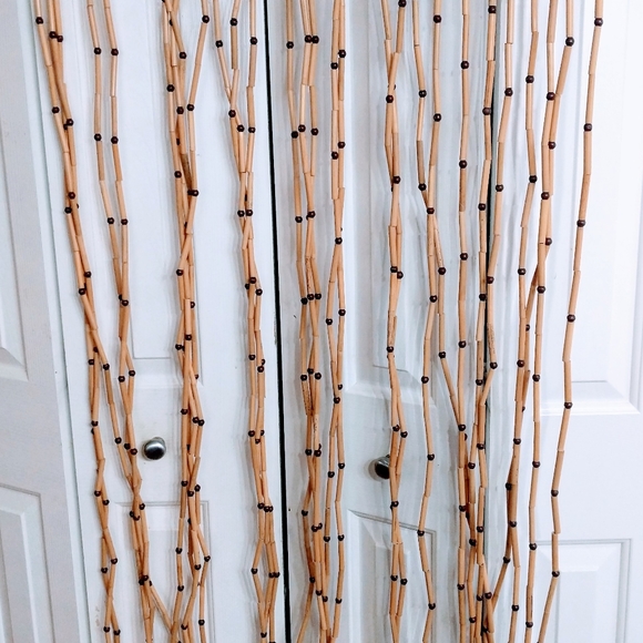 Vintage 70's Bamboo Wood Curtain Door Tiki  Bar Decor 35” x 70” Boho Hippie Hips - Picture 9 of 17